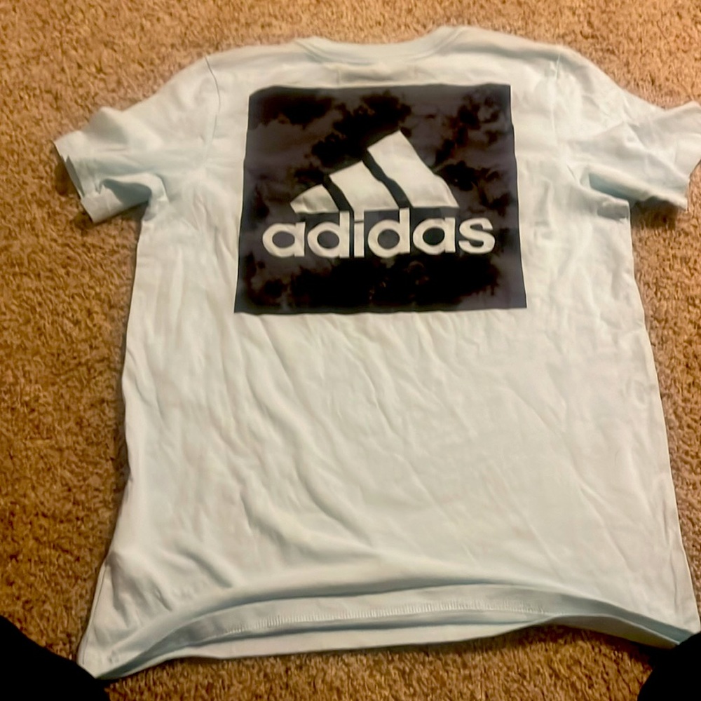 Adidas T-shirt, light blue youth large